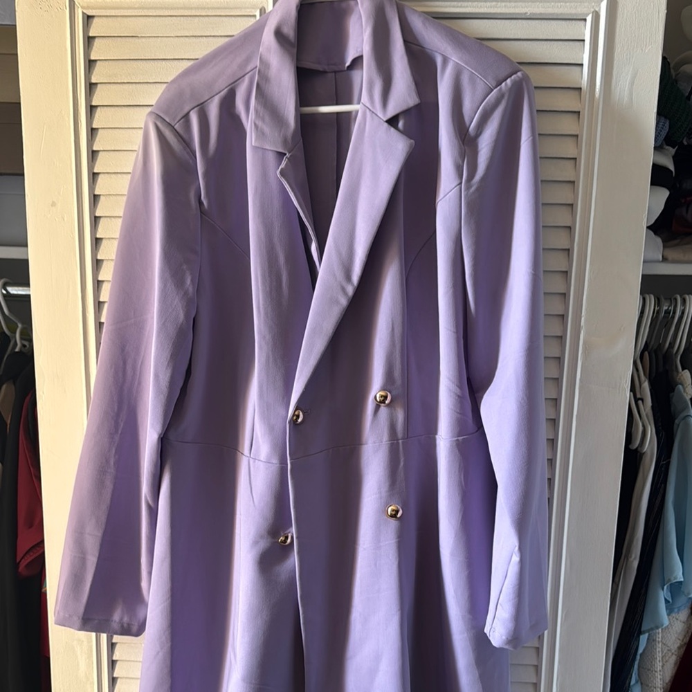 Lavender Double-Breasted Women's Coat